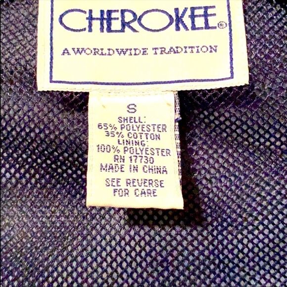 CHEROKEE JACKET WOMEN SMALL NAVY BLUE HOODED RAIN COAT WIND BREAKER SNAP UP. - Picture 5 of 7